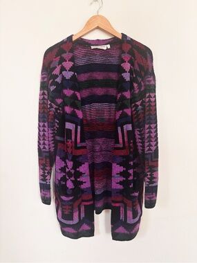 Vintage French Rags cardigan sweater purple Aztec design - small